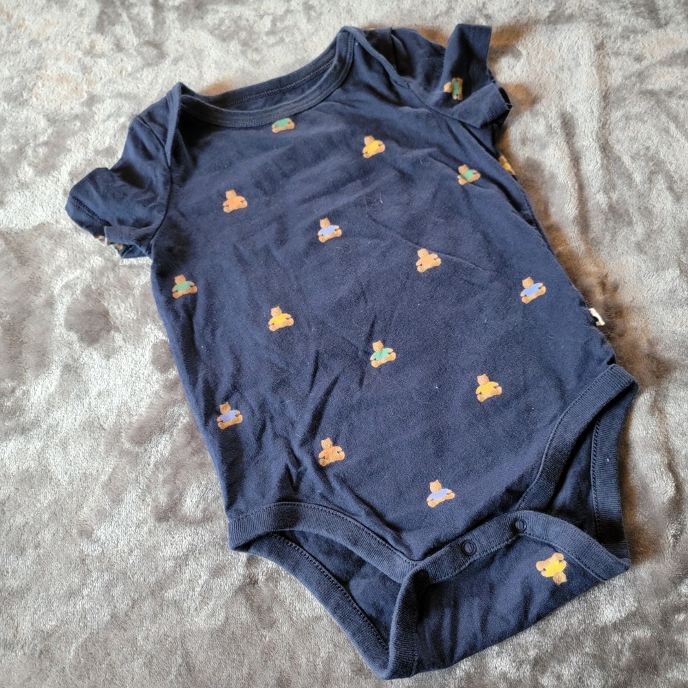 Baby Gap Bodysuit Baby 12-18M Navy Excellent Brannan Bear Organic Cotton 860